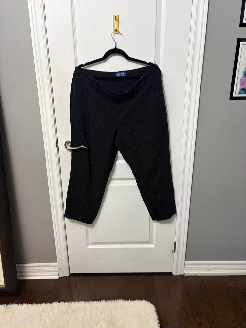 Old Navy Black Cropped Trousers with Tiny Dot Detail